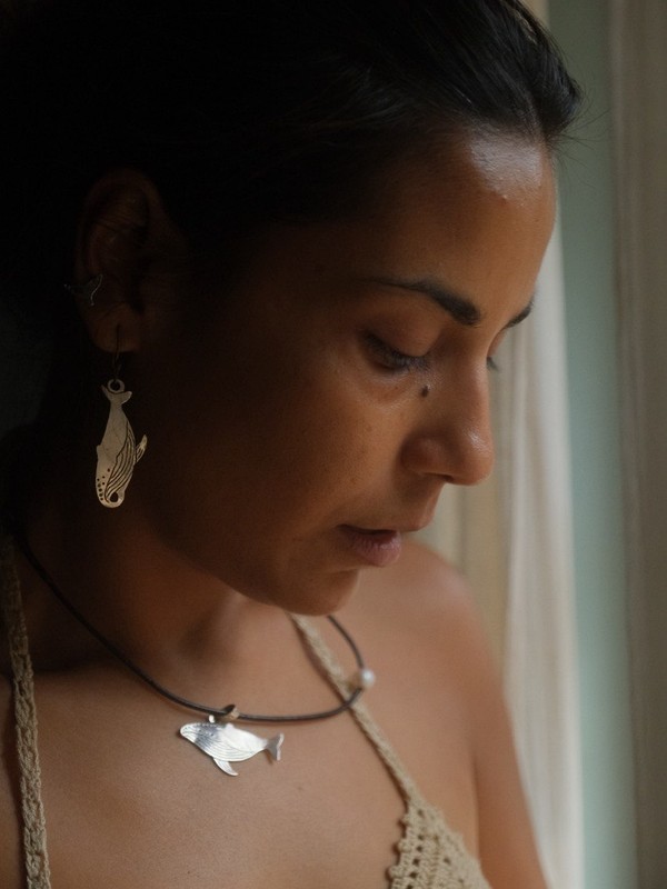 Pynkmoss jewellery worn